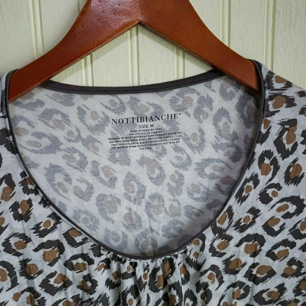 Nottibianche Shirt Womens Medium Multicolor Scoop Neck 3/4 Sleeve Leopard Top